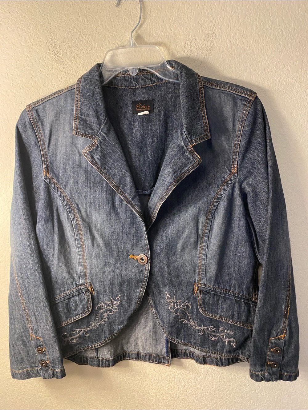 Riders by Lee Blue Embroidered Denim Blazer Jacket